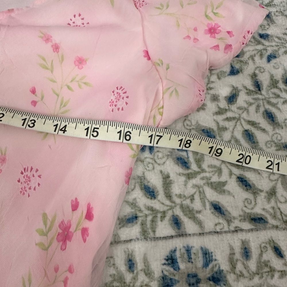 Vintage Jody California Fairycore Cottagecore Pink Floral Chiffon Maxi Dress - Picture 4 of 7